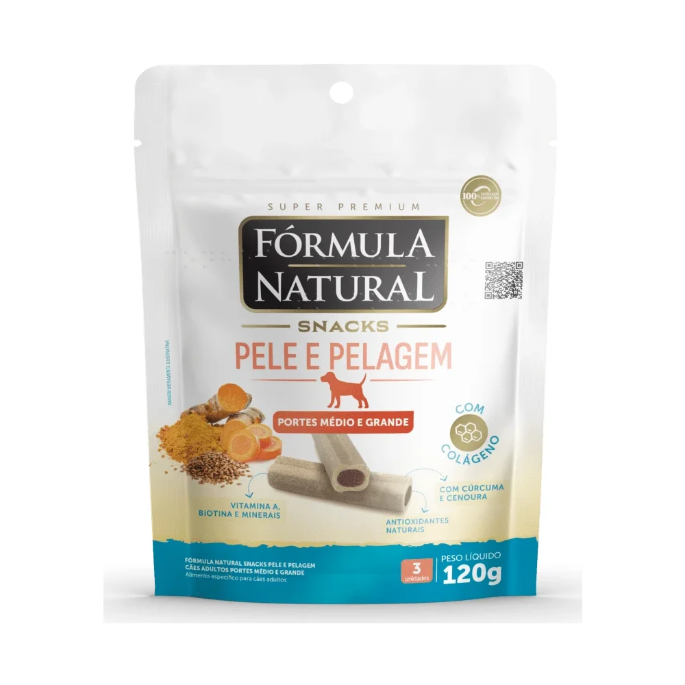 Fórmula Natural Snacks Pele e Pelagem Cães Adultos Portes Médio e Grande