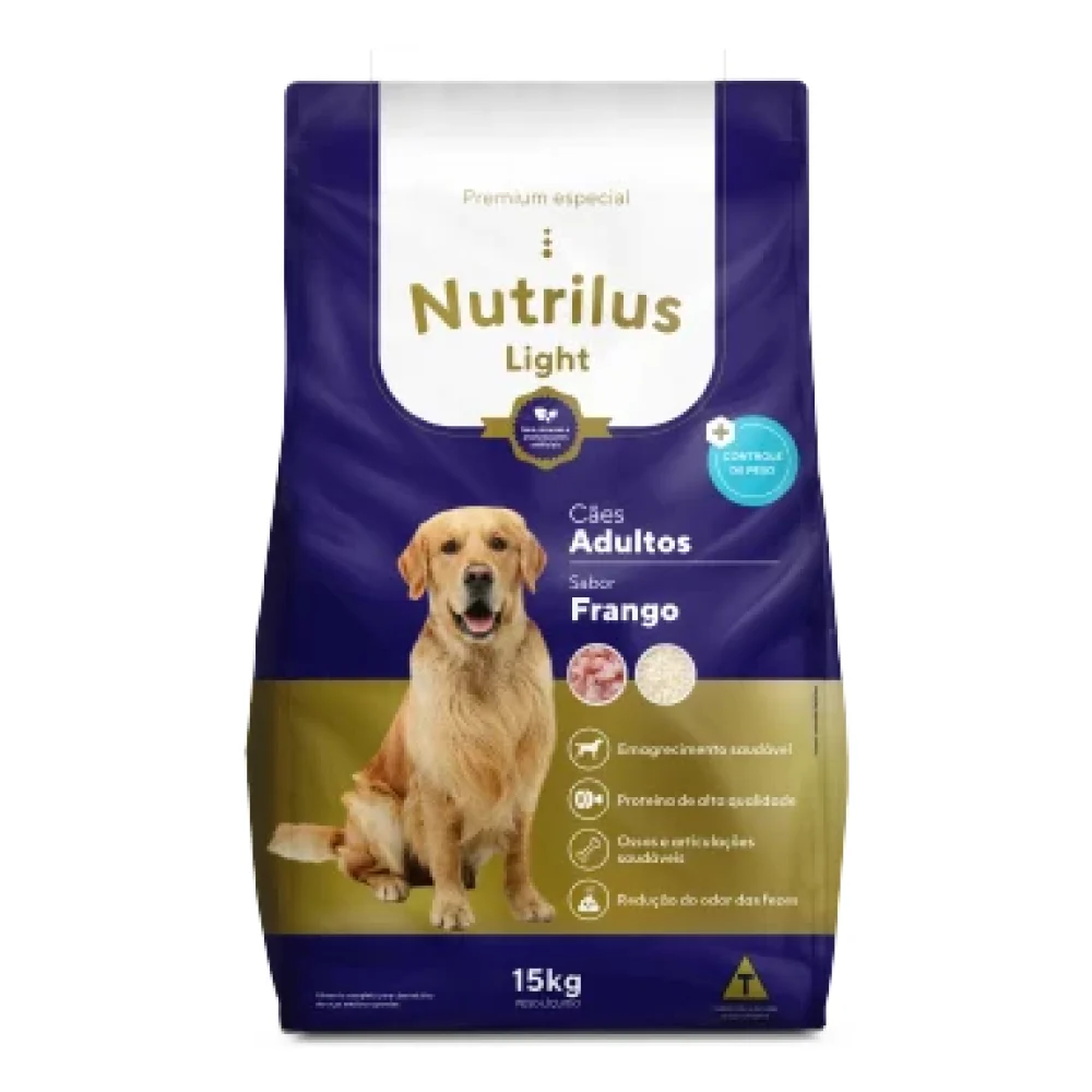 Ração Seca Nutrilus Light Frango para Cães Adultos Raças Médias e Grandes