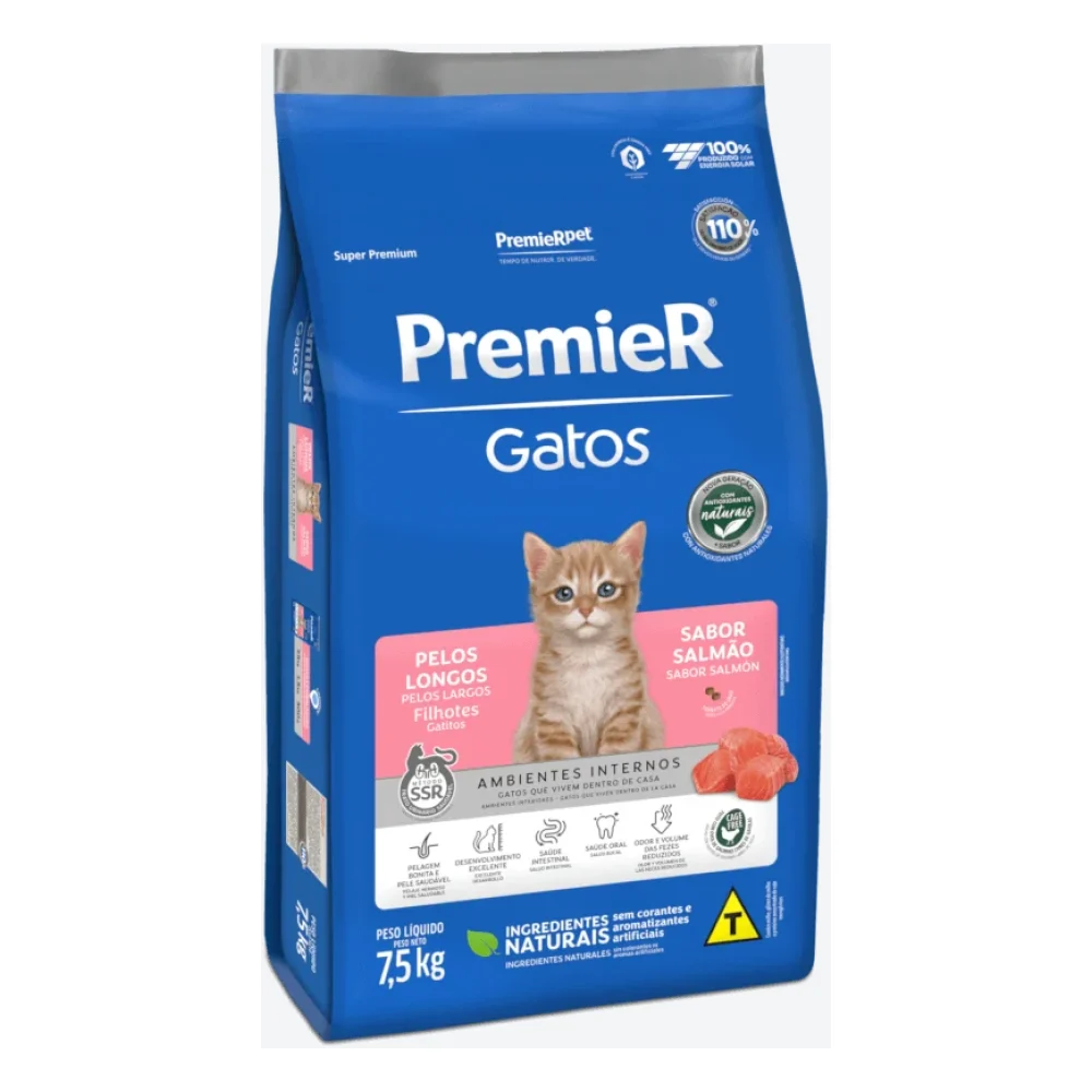 PremieR Ambientes Internos Gatos Filhotes Pelos Longos – Salmão