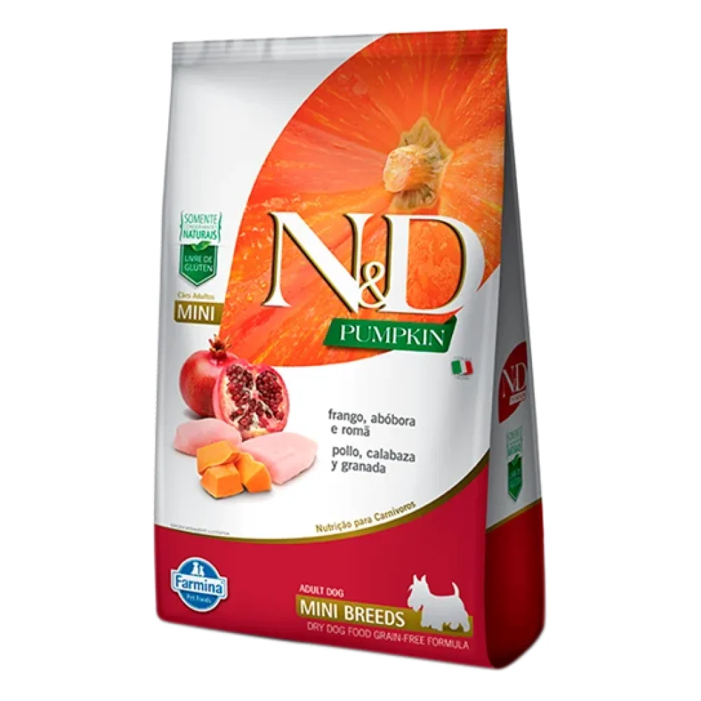 N&D Pumpkin Canine Formula Mini Breeds - Frango e Romã