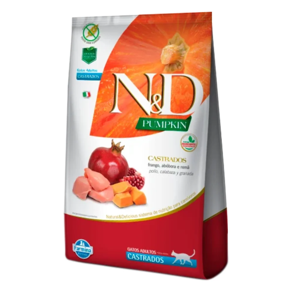 N&D Pumpkin Feline Castrados Formula - Frango e Romã