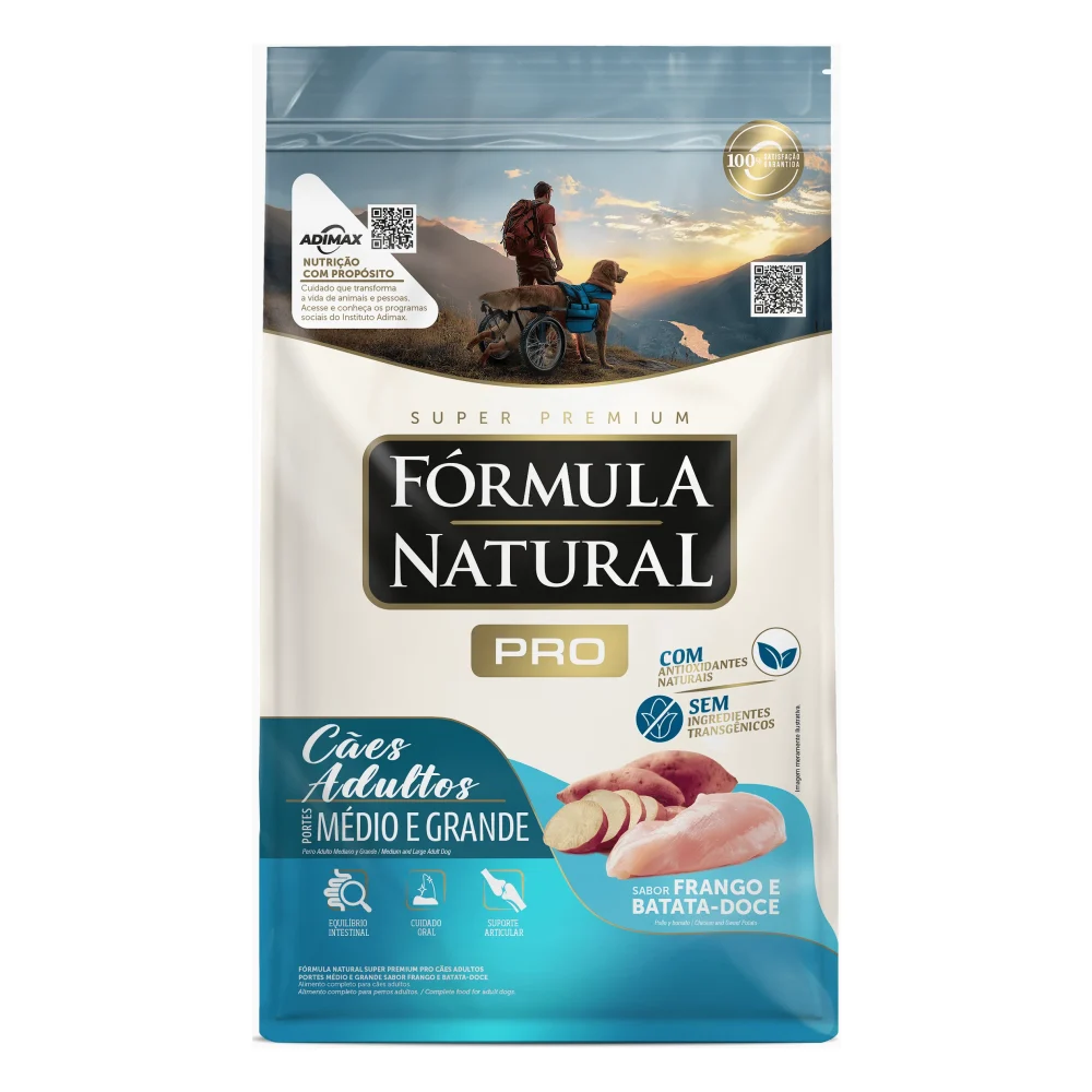 Fórmula Natural Pro Cães Adultos Portes Médio e Grande Sabor Frango e Batata-Doce