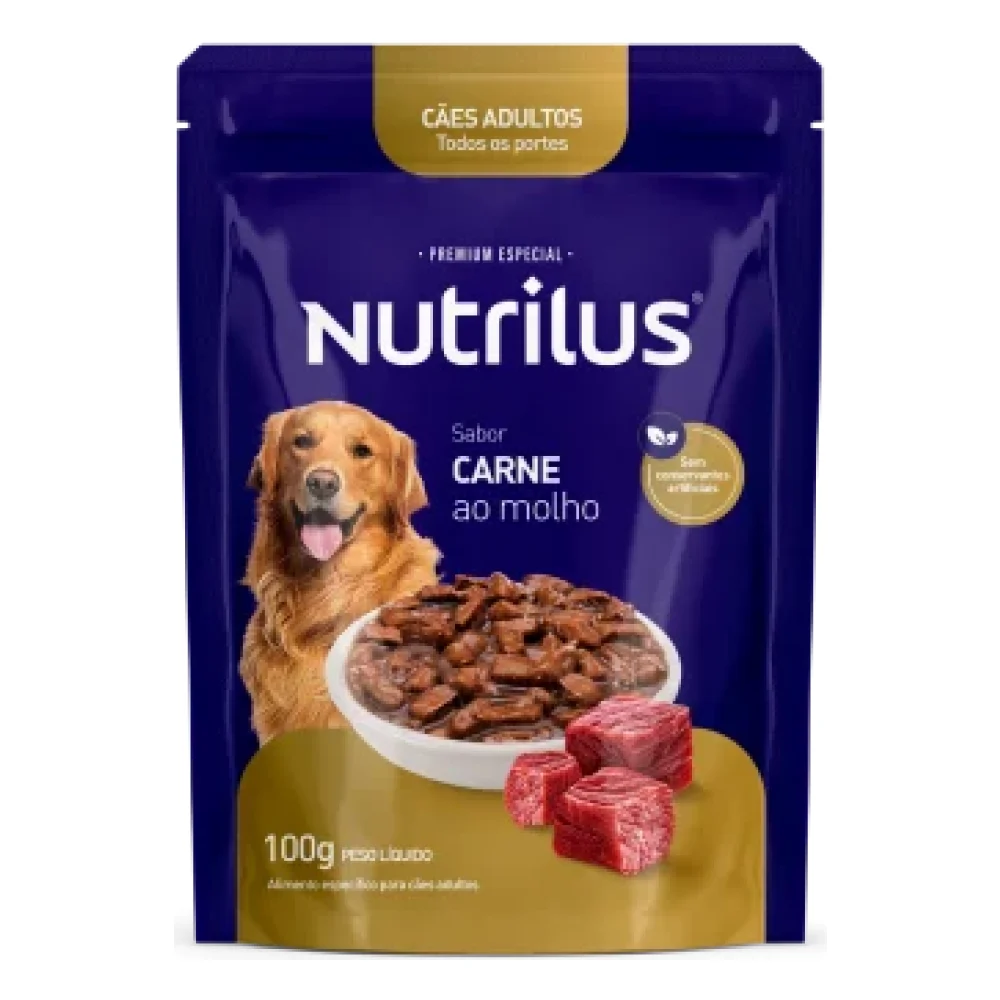 Ração Úmida Nutrilus Sabor Carne para Cães Adultos