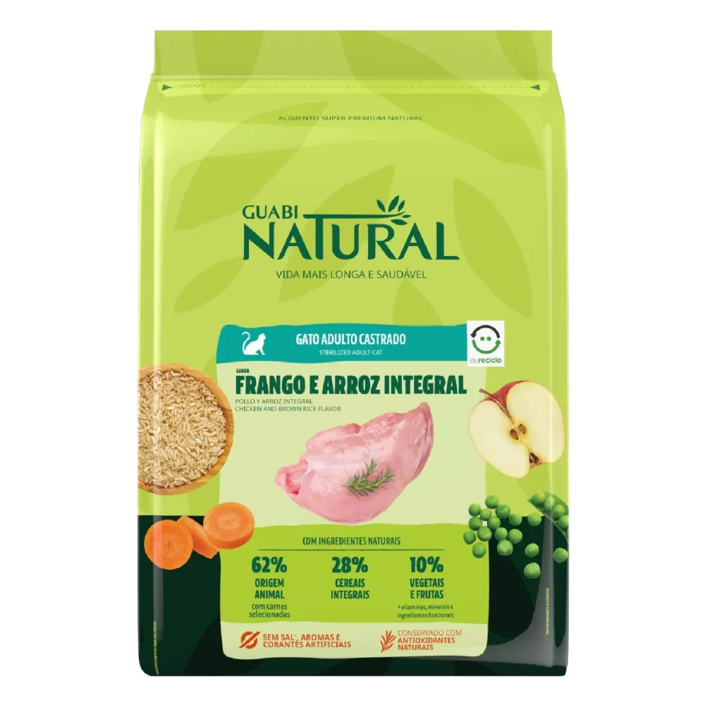 Guabi Natural Gato Adulto Castrado Frango e Arroz