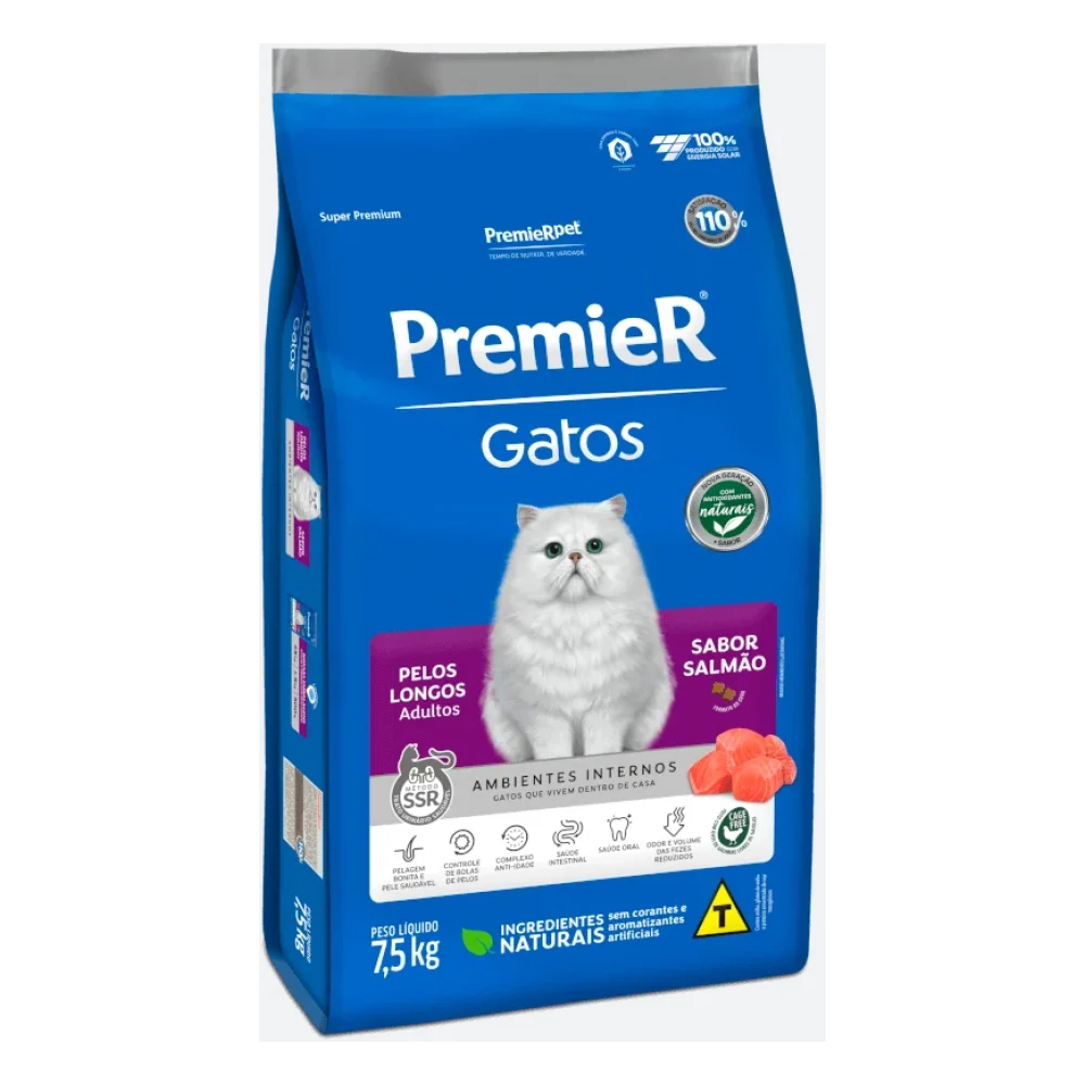 PremieR Ambientes Internos Gatos Adultos Pelos Longos – Salmão