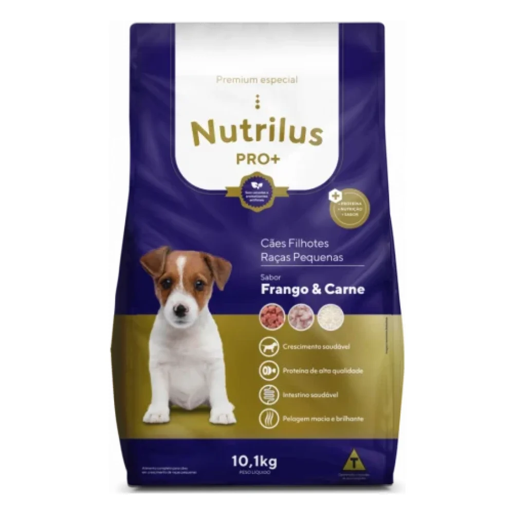 Ração Seca Nutrilus Pro+ Frango & Carne para Cães Filhotes de Raças Pequenas