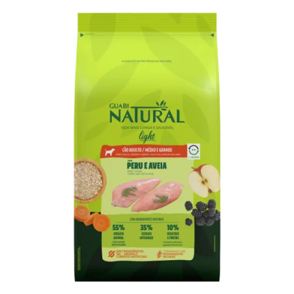 Guabi Natural Cão Adulto Light Médio Grande Peru e Aveia