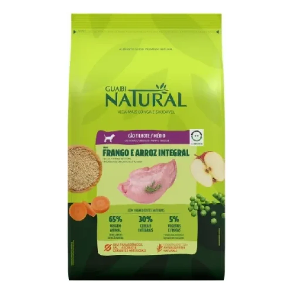 Guabi Natural Cão Filhote Porte Médio Frango e Arroz