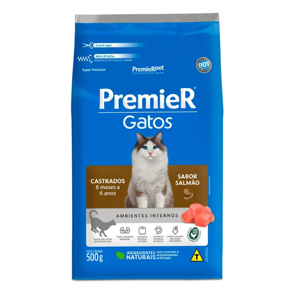 PremieR Ambientes Internos Gatos Castrados até 7 anos – Salmão