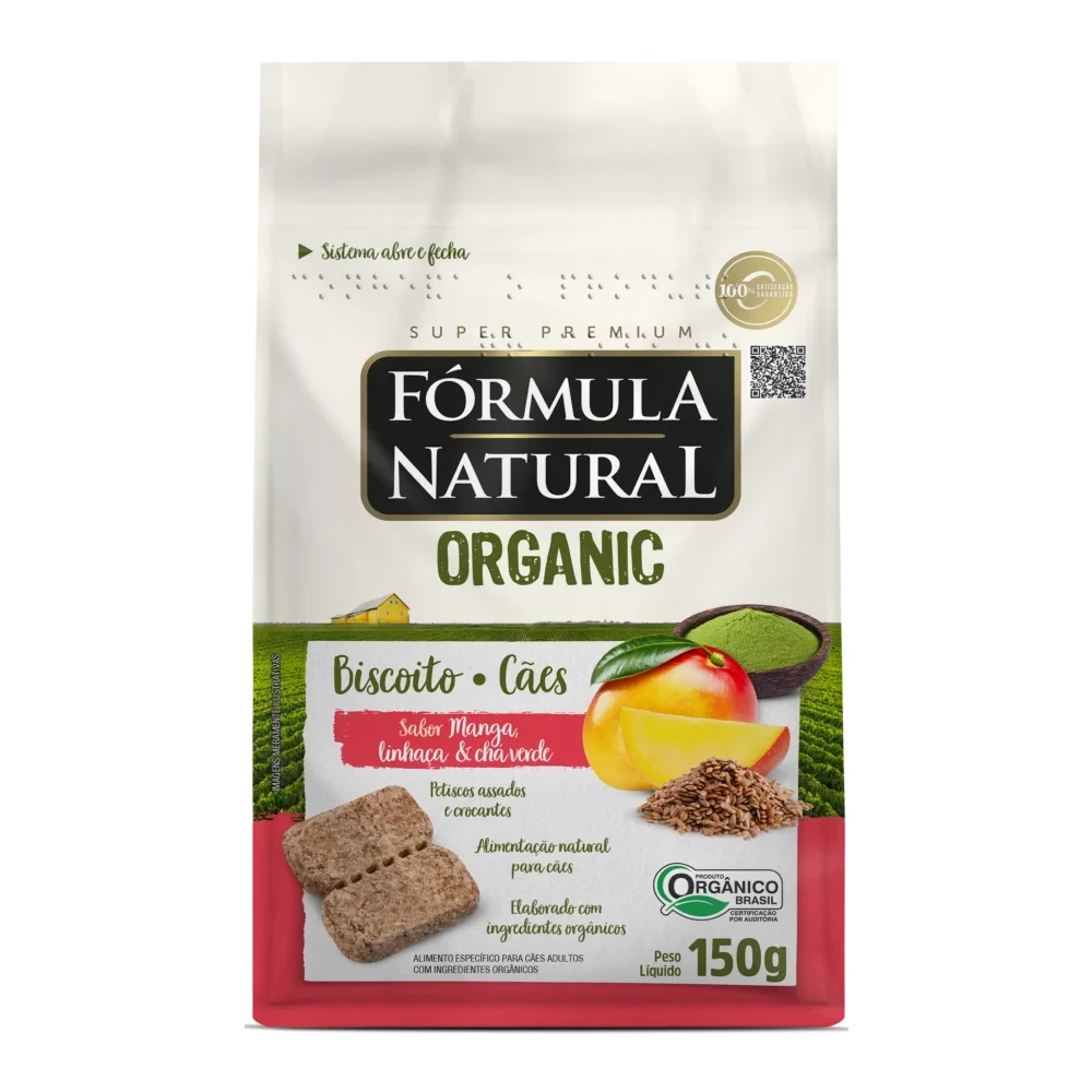 Fórmula Natural Organic Biscoito Cães Adultos Manga, Linhaça e Chá Verde