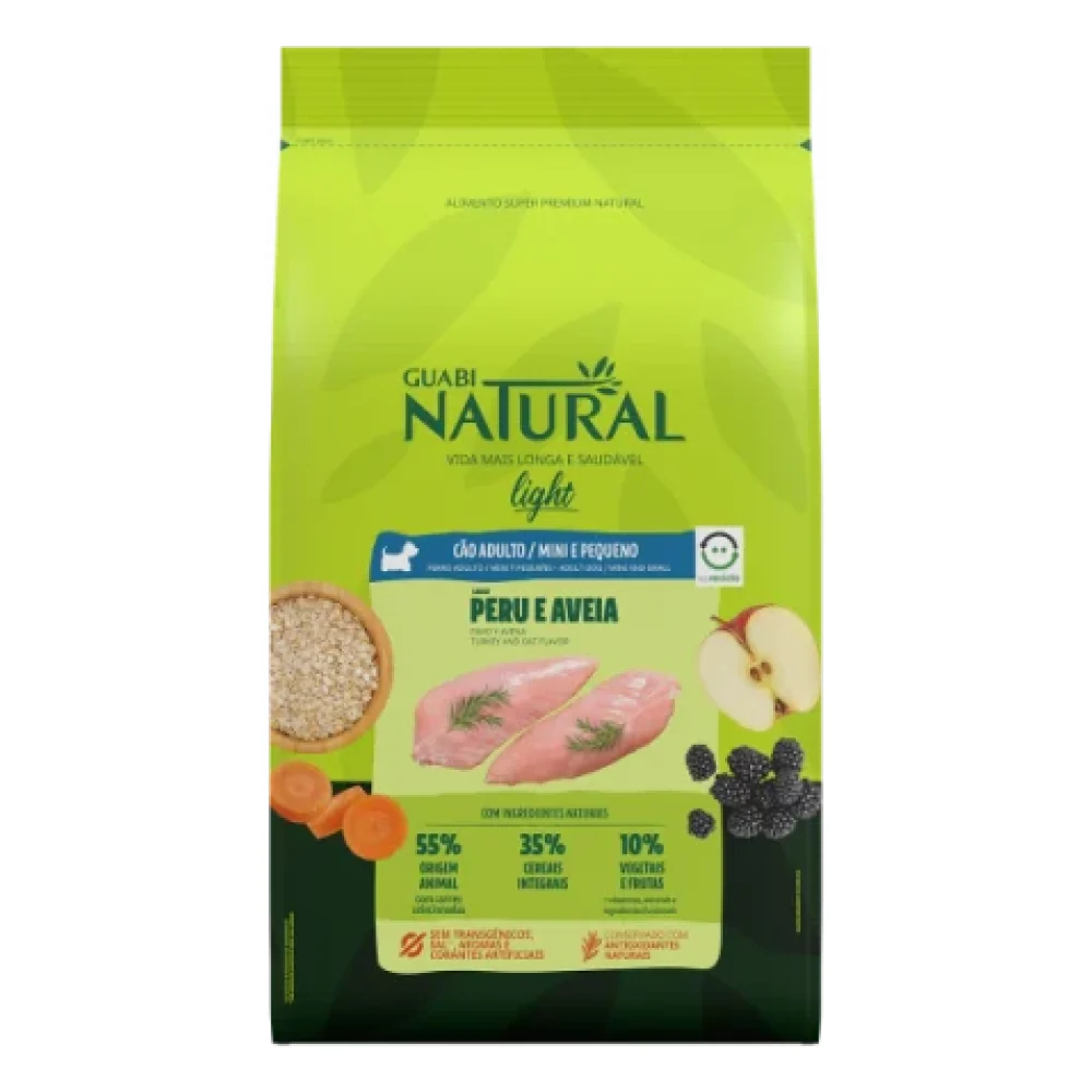 Guabi Natural Adulto Cão Light Mini e Pequeno Peru e Aveia
