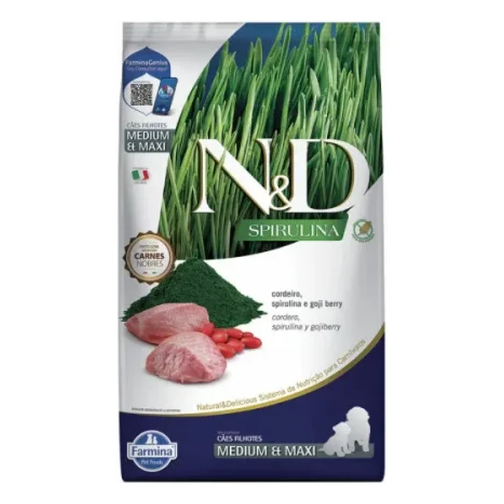N&D Spirulina Canine Cordeiro Puppy Medium & Maxi