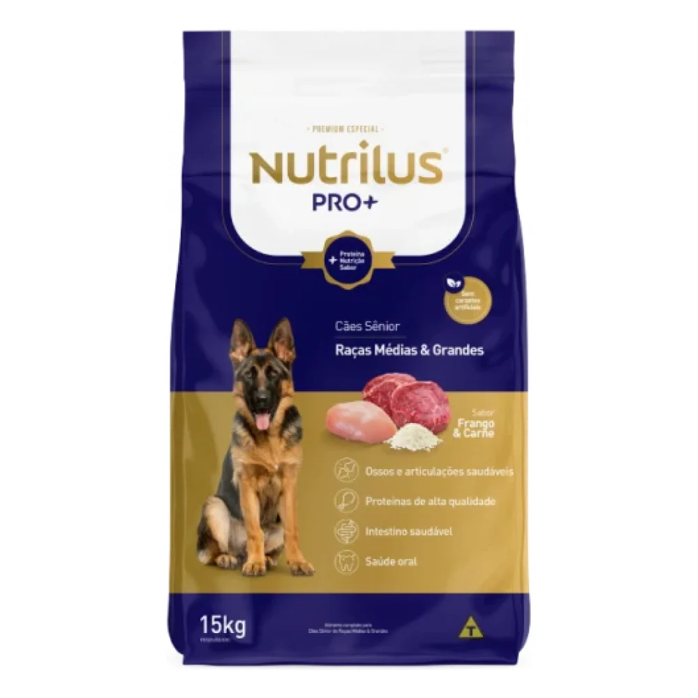 Ração Seca Nutrilus Pro+ Frango & Carne para Cães Sênior