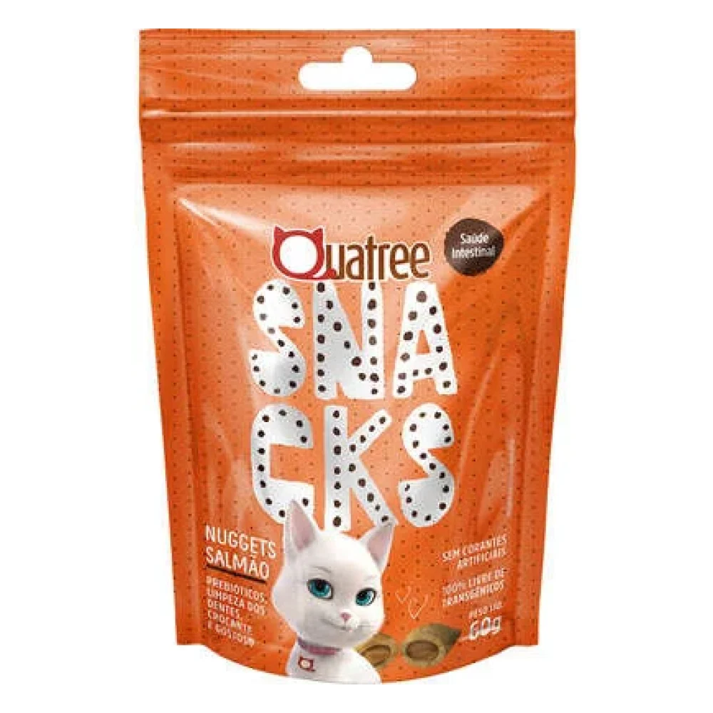 Quatree Snacks Nuggets Salmão Saúde Intestinal para Gatos