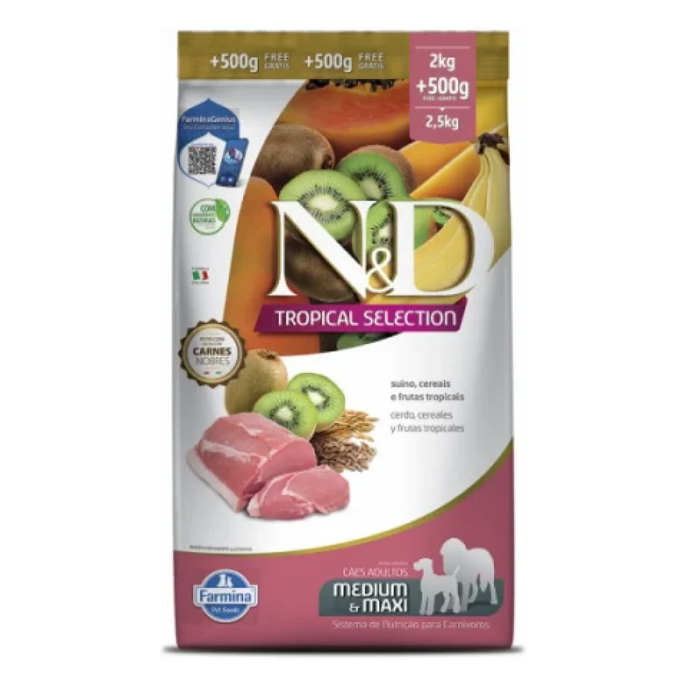 N&D Tropical Selection Canine Adult Suíno Medium & Maxi