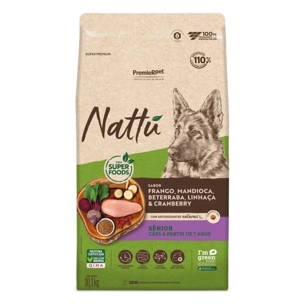 PremieR® Nattu Cães Sênior Frango, Mandioca, Beterraba, Linhaça & Cranberry