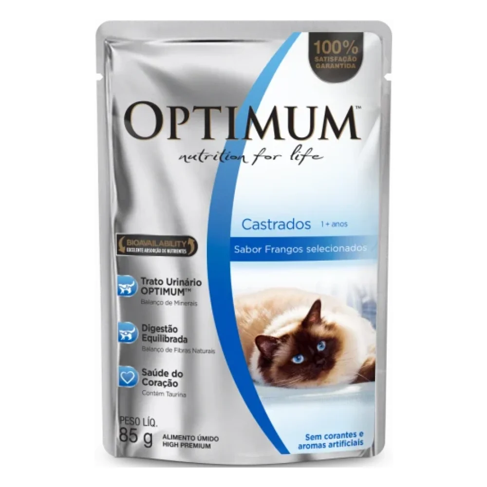 OPTIMUM™ Sachê Gatos Adultos Castrados - Sabor Frango