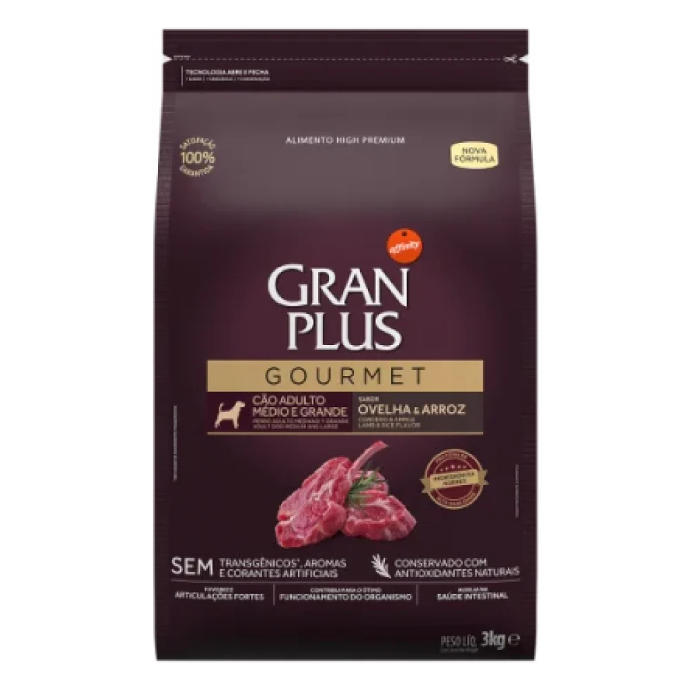 GranPlus Gourmet Adulto Porte Médio Grande Ovelha e Arroz