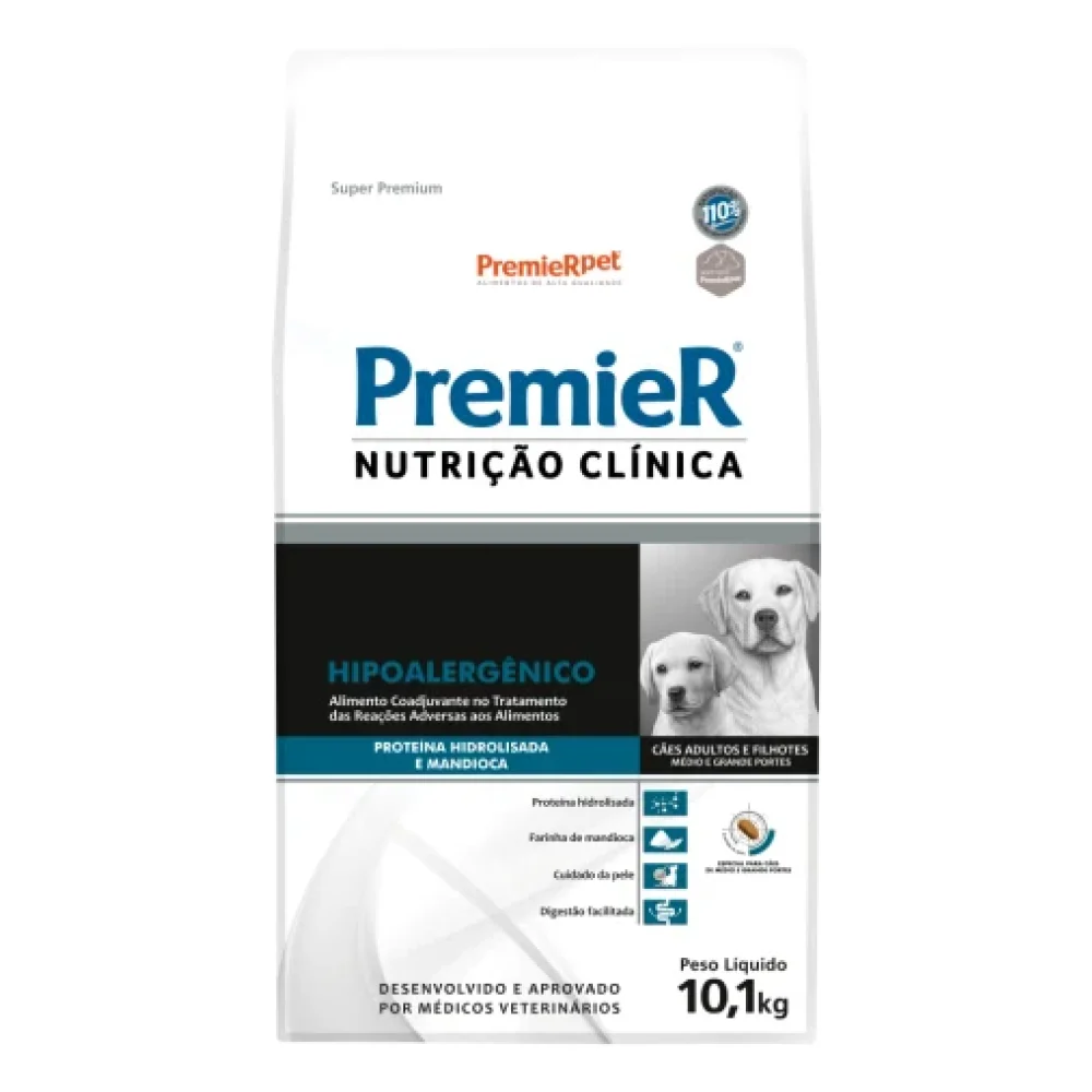 PremieR® Nutrição Clínica Cães Adultos & Filhotes Porte Médio & Grande Proteína Hidrolisada & Mandioca Hipoalergênico