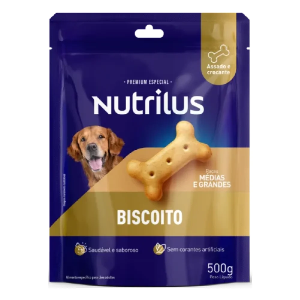 Biscoito Nutrilus para Cães Adultos Porte Médio e Grande