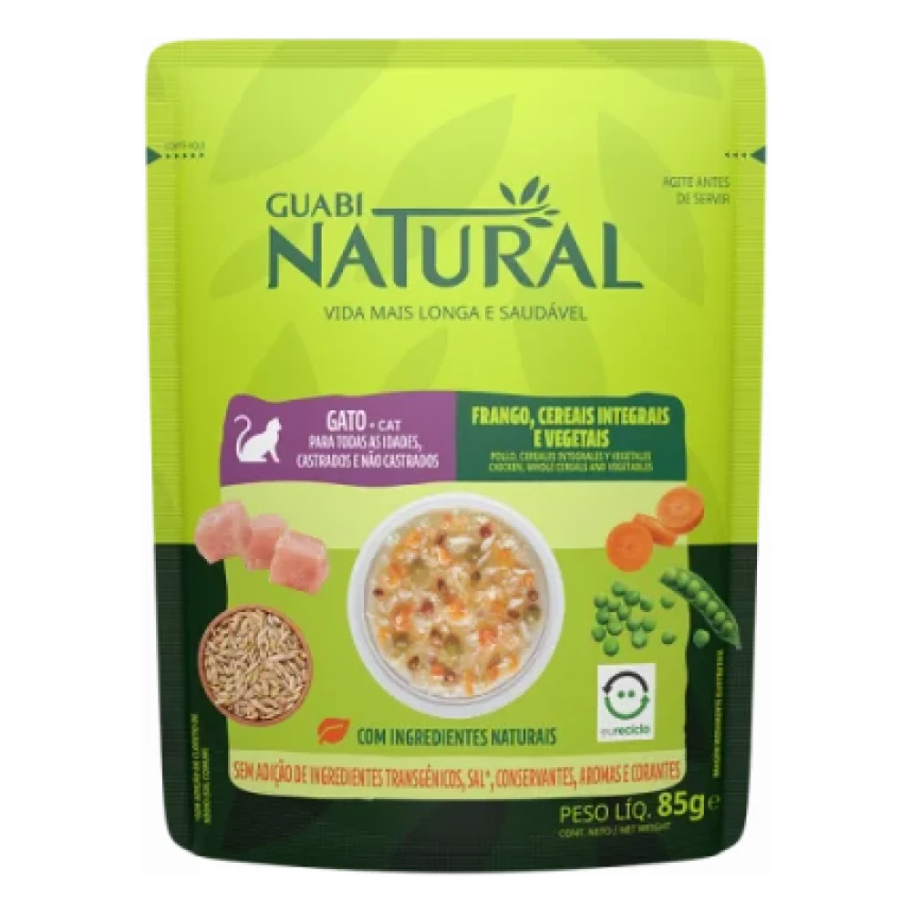 Guabi Natural Sachê Gato Castrado Frango e Cereais