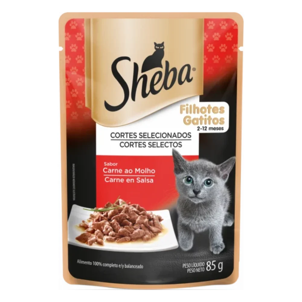 SHEBA® Cortes Selecionados Filhotes Sabor Carne ao Molho