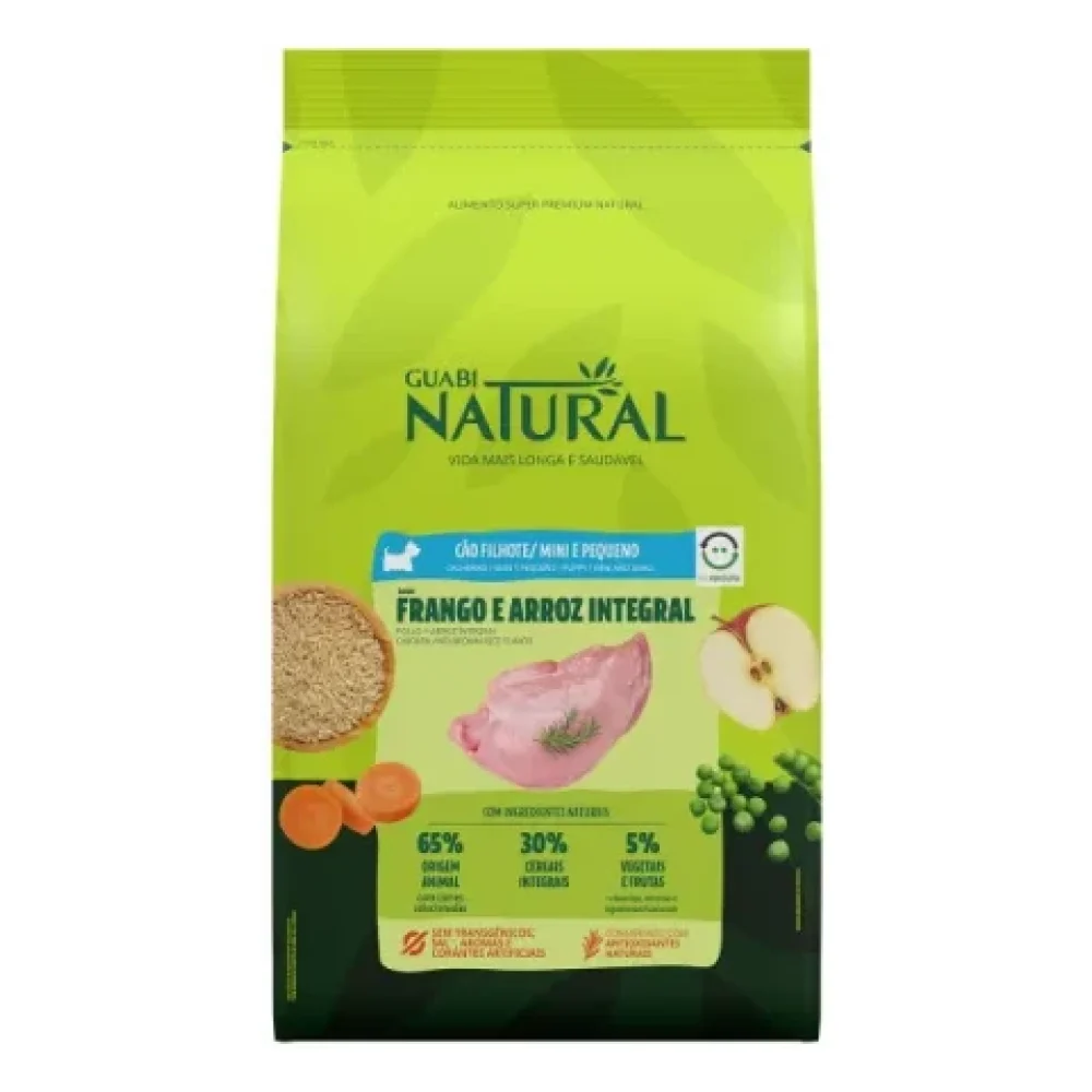 Guabi Natural Cão Filhote Porte Mini e Pequeno Frango e Arroz Integral