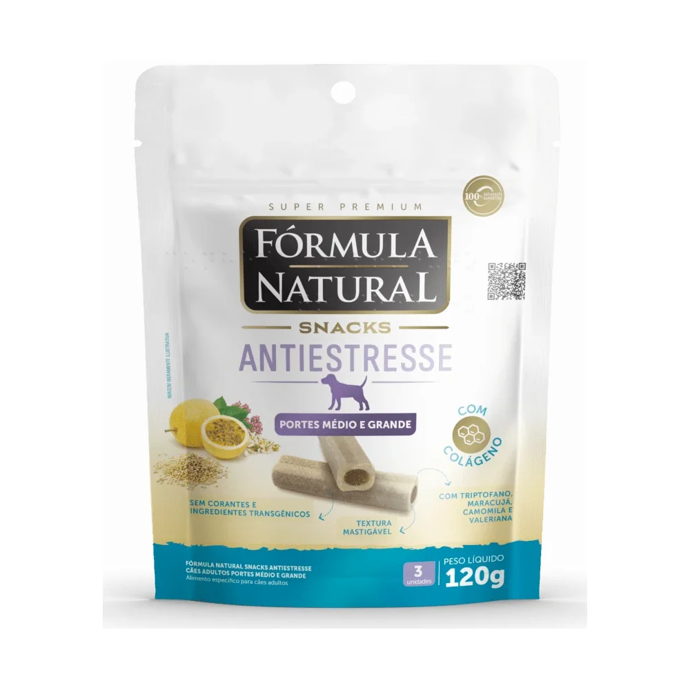 Fórmula Natural Snacks Antiestresse Cães Adultos Portes Médio e Grande