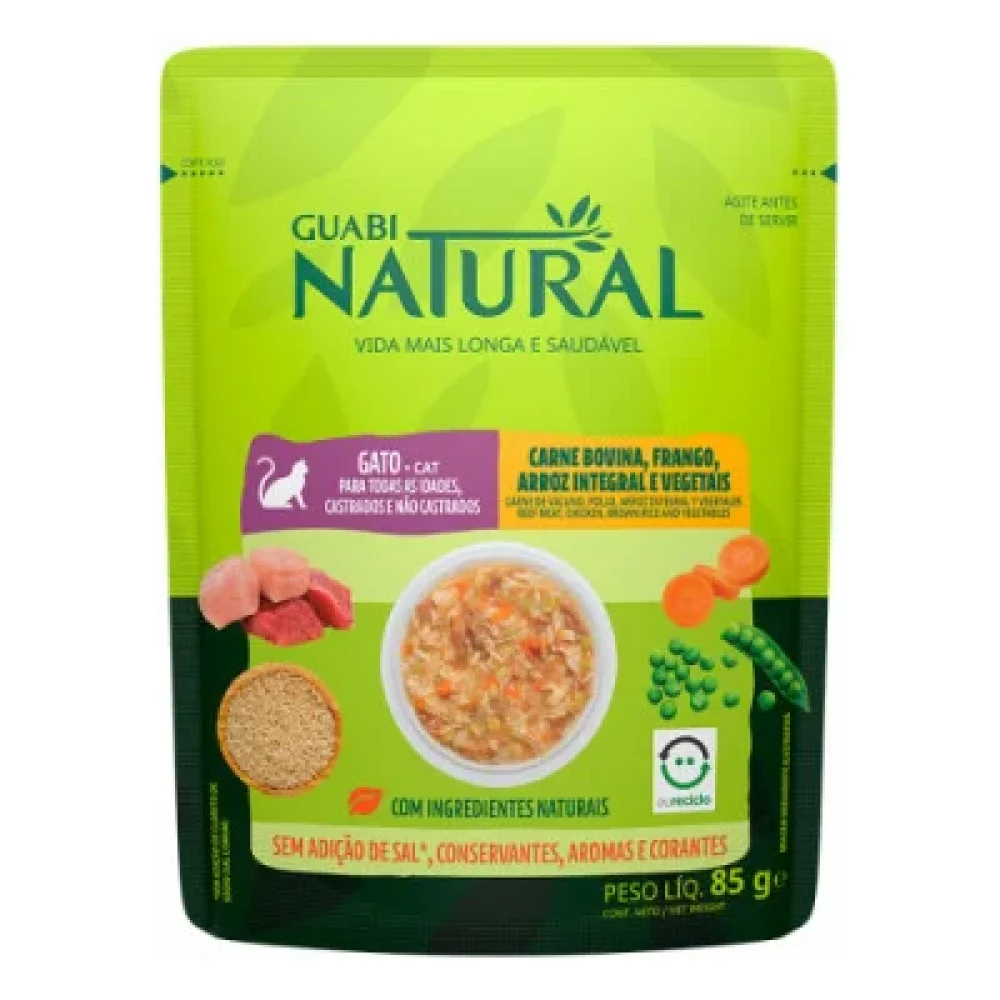 Sachê Gato Carne Bovina, Frango, Arroz Integral e Vegetais