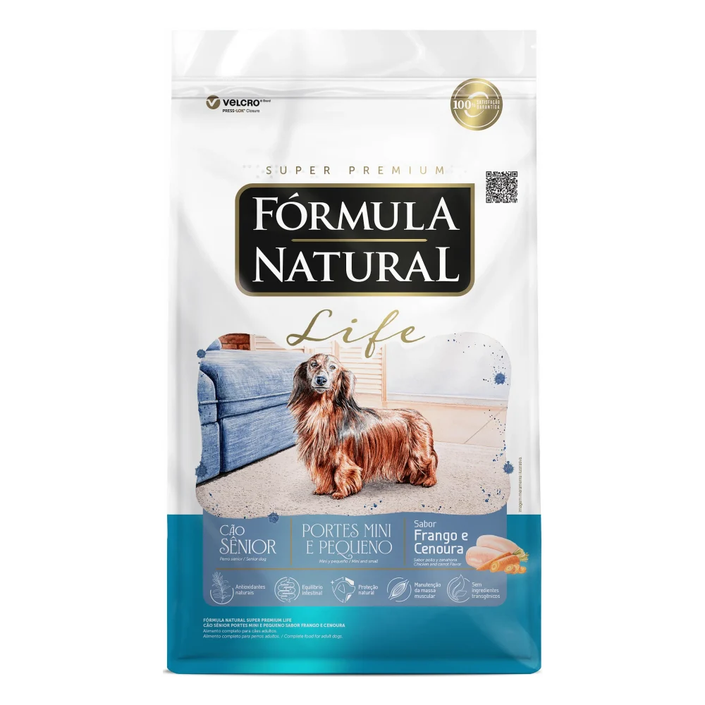 Fórmula Natural Life Cão Sênior Portes Mini e Pequeno Sabor Frango e Cenoura