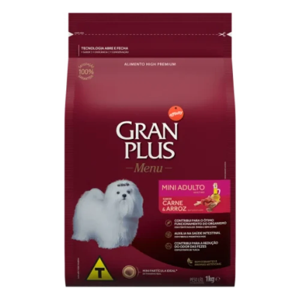 GranPlus Menu Cão Adulto Porte Mini Carne e Arroz