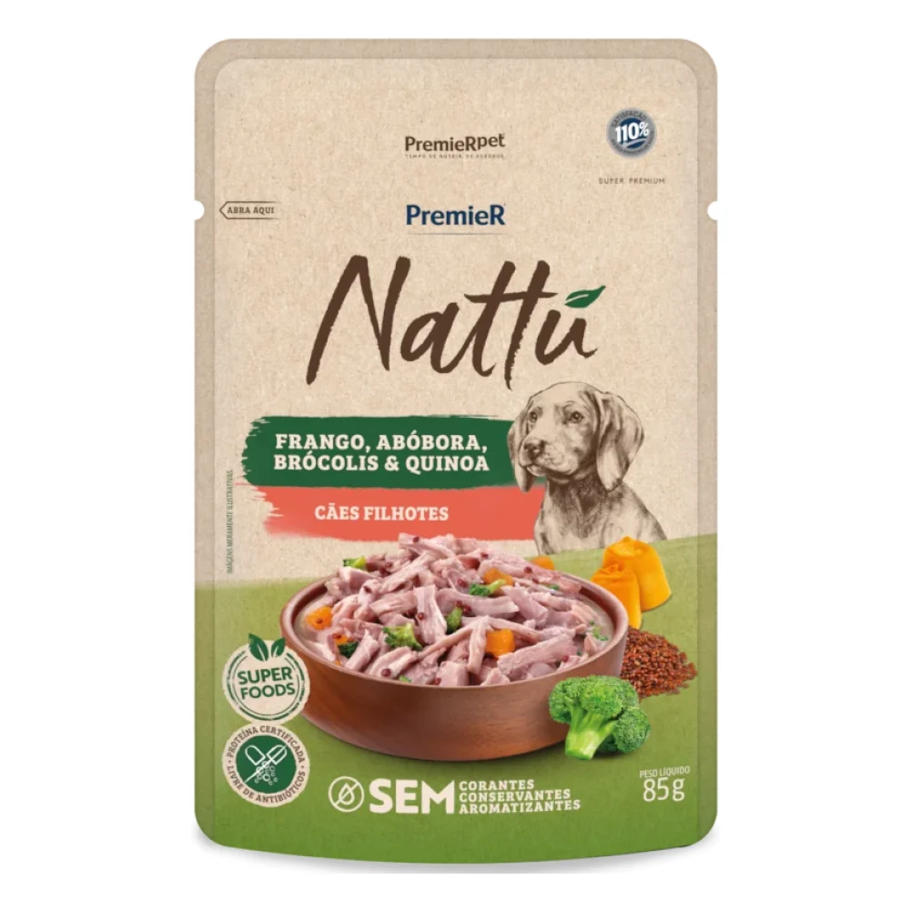 PremieR® Nattu Úmidos Cães Filhotes Frango, Abóbora, Brócolis e Quinoa