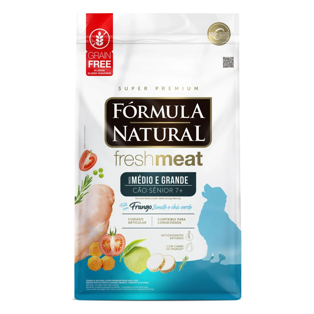 Fórmula Natural Fresh Meat Cão Sênior Porte Médio e Grande Sabor Frango, Tomate e Chá Verde