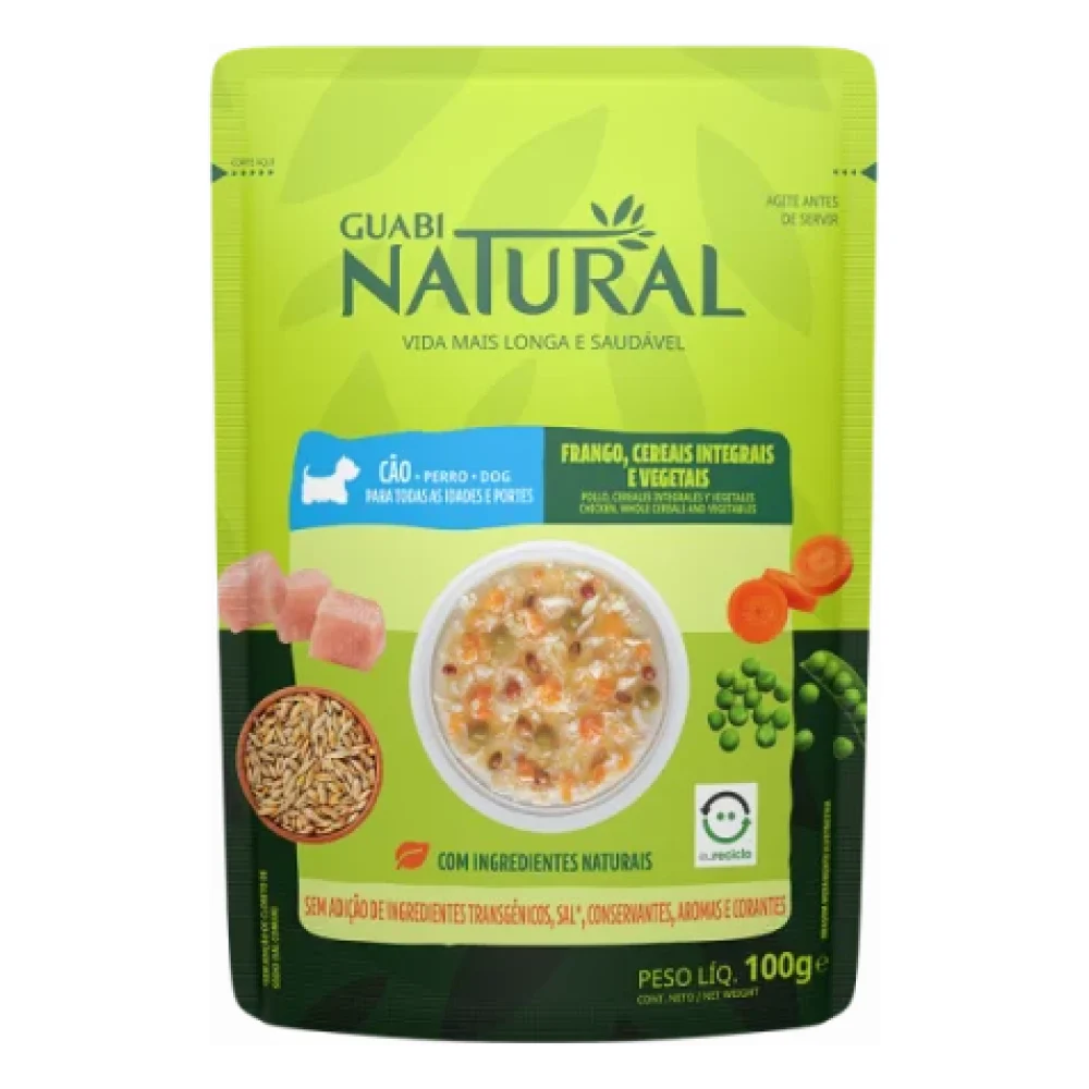 Guabi Natural Sachê Cão Sabor Frango e Cereais integrais