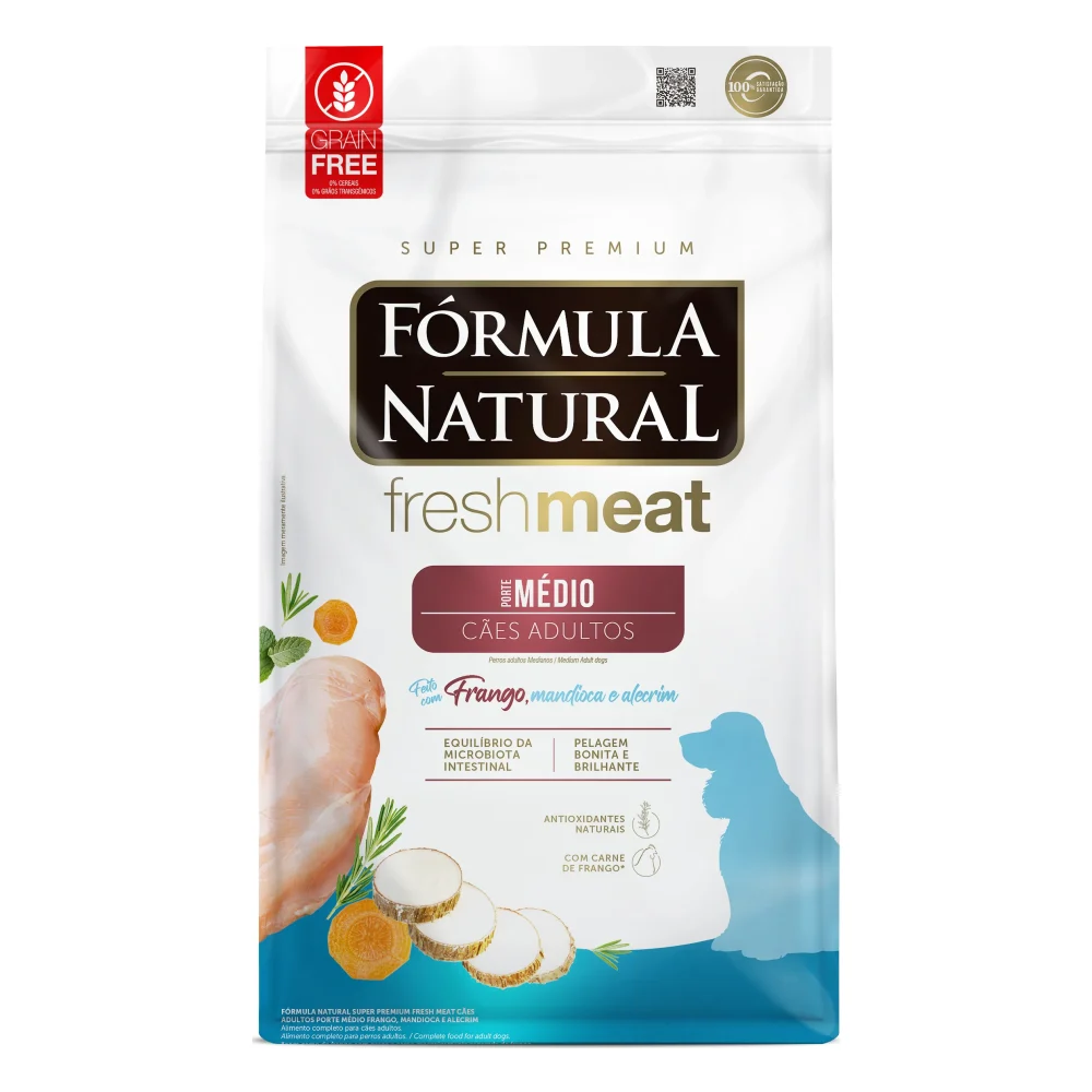 Fórmula Natural Fresh Meat Cães Adultos Porte Médio Sabor Frango, Mandioca e Alecrim