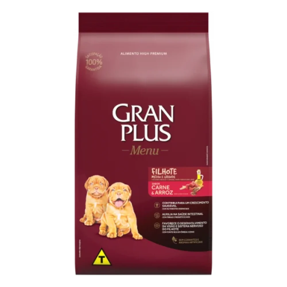 Granplus Menu Cão Filhote Médio Grande Carne e Arroz