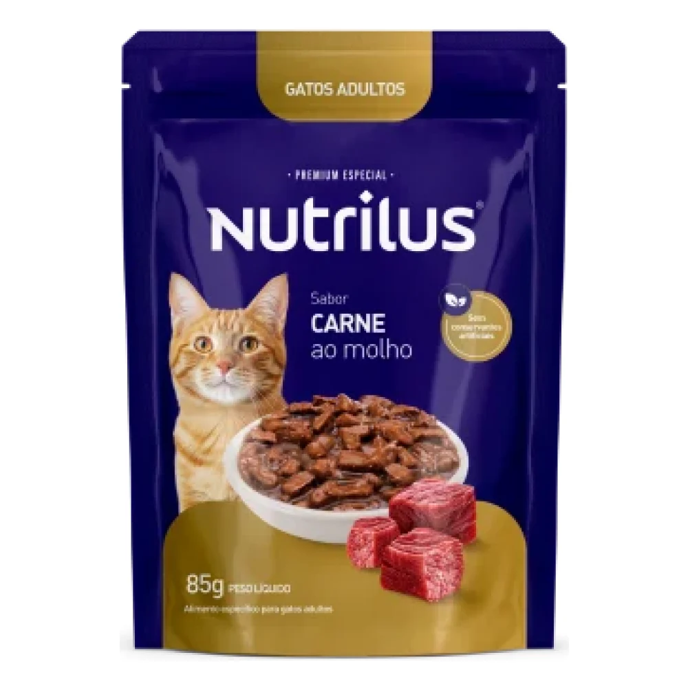 Ração Úmida Nutrilus Sabor Carne para Gatos Adultos