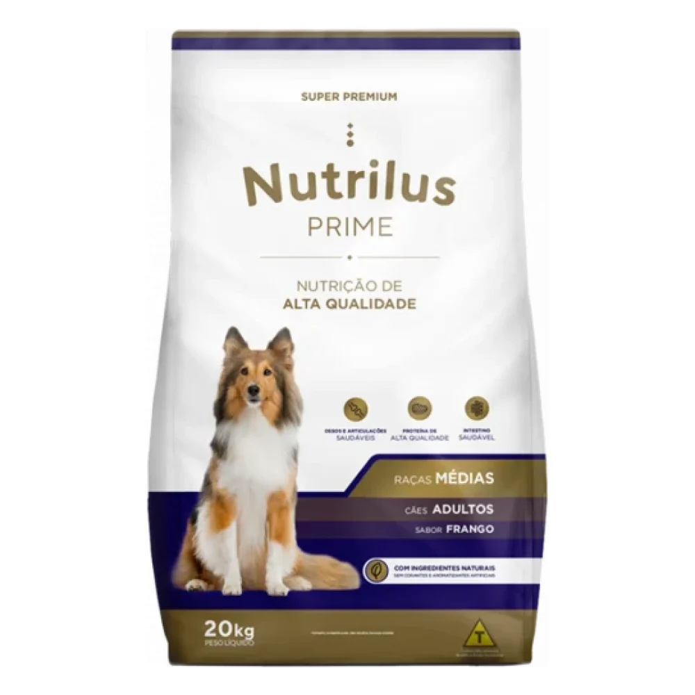 Ração Seca Nutrilus Prime Frango para Cães Adultos de Raças Médias