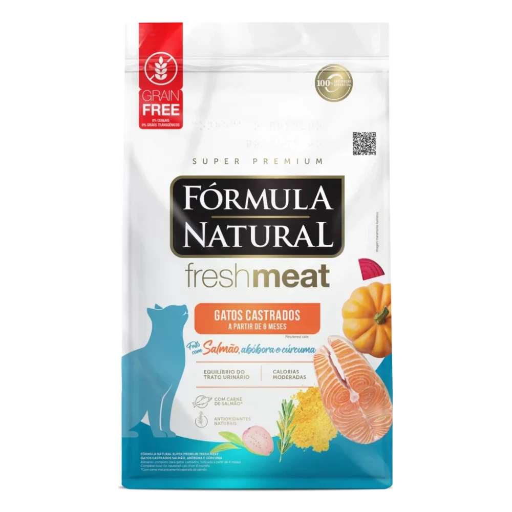 Fórmula Natural Fresh Meat Gatos Castrados Sabor Salmão, Abóbora e Cúrcuma