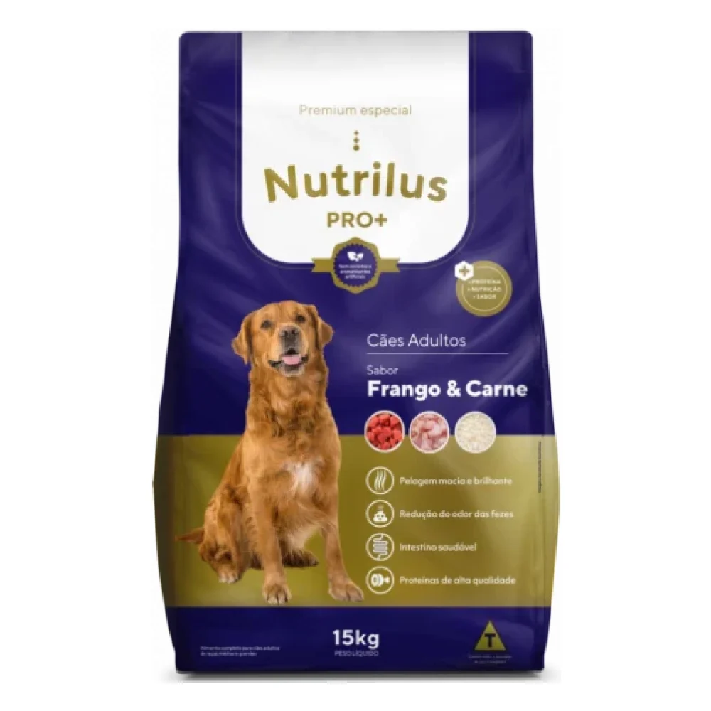 Ração Seca Nutrilus Pro+ Frango & Carne para Cães Adultos de Raças Médias e Grandes