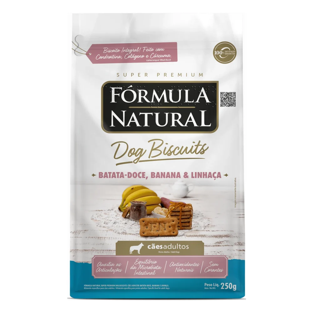 Fórmula Natural Dog Biscuits Cães Adultos Sabor Batata Doce, Banana e Linhaça