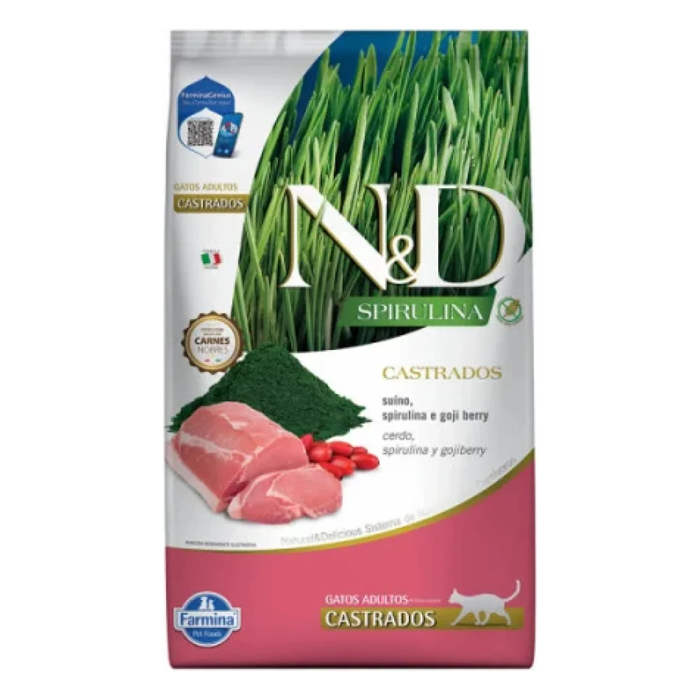 N&D Spirulina Feline Suíno Adult Castrados