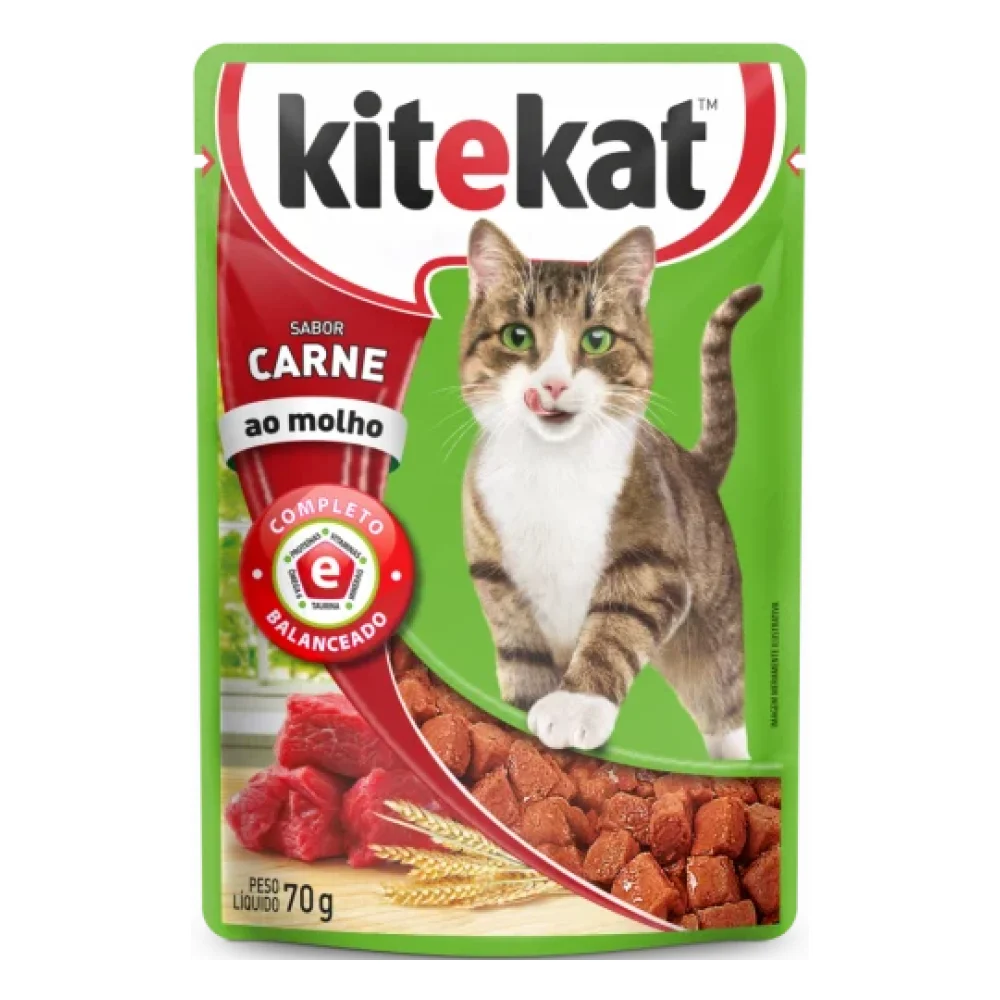 KITEKAT™ Sachê Adulto Sabor Carne ao Molho
