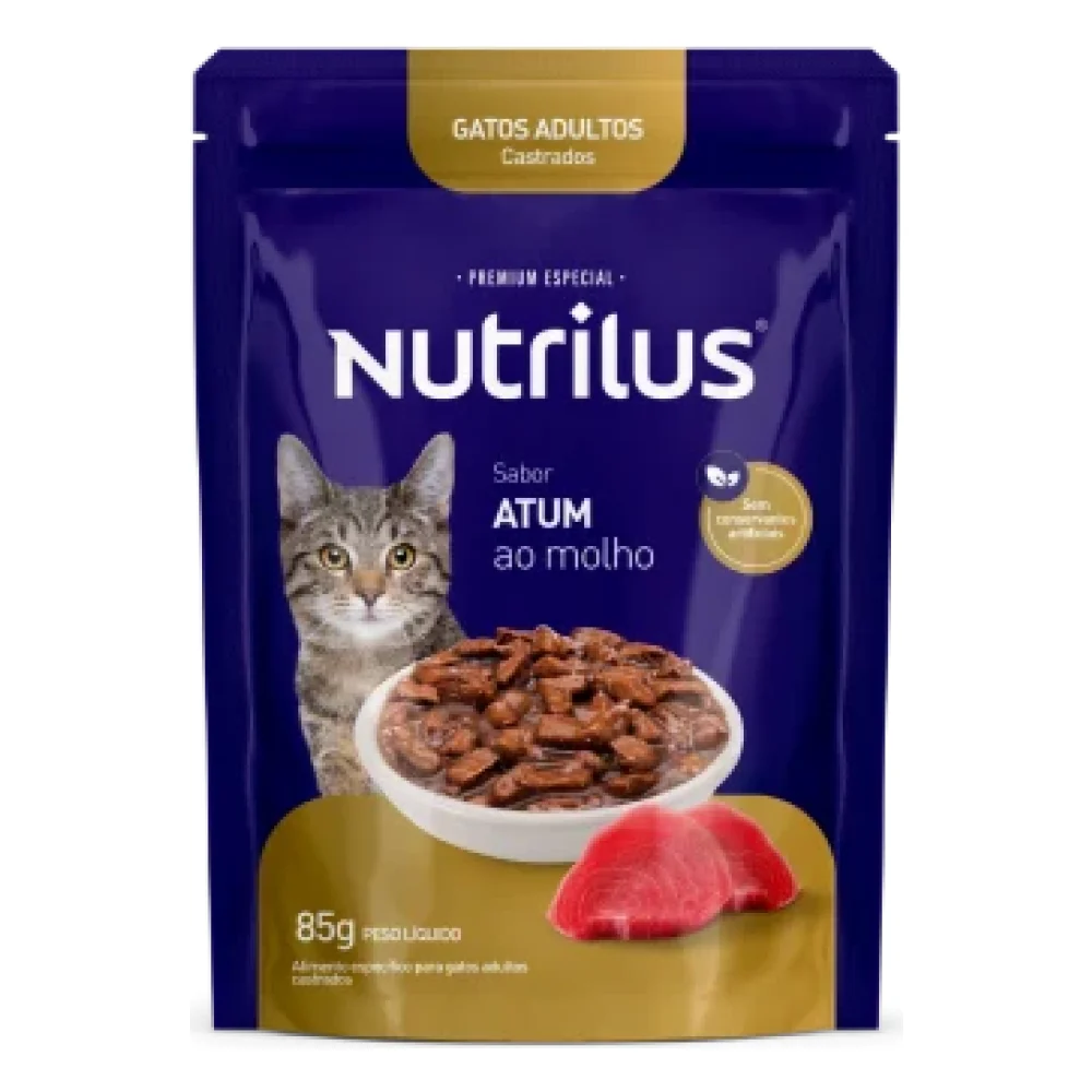 Ração Úmida Nutrilus Sabor Atum para Gatos Adultos Castrados