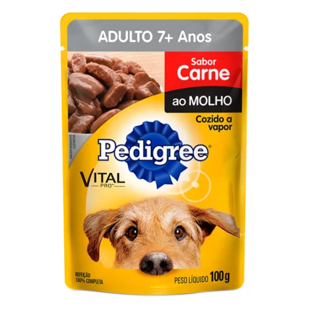 Pedigree® Sachê Adulto 7+ anos - Sabor Carne ao Molho
