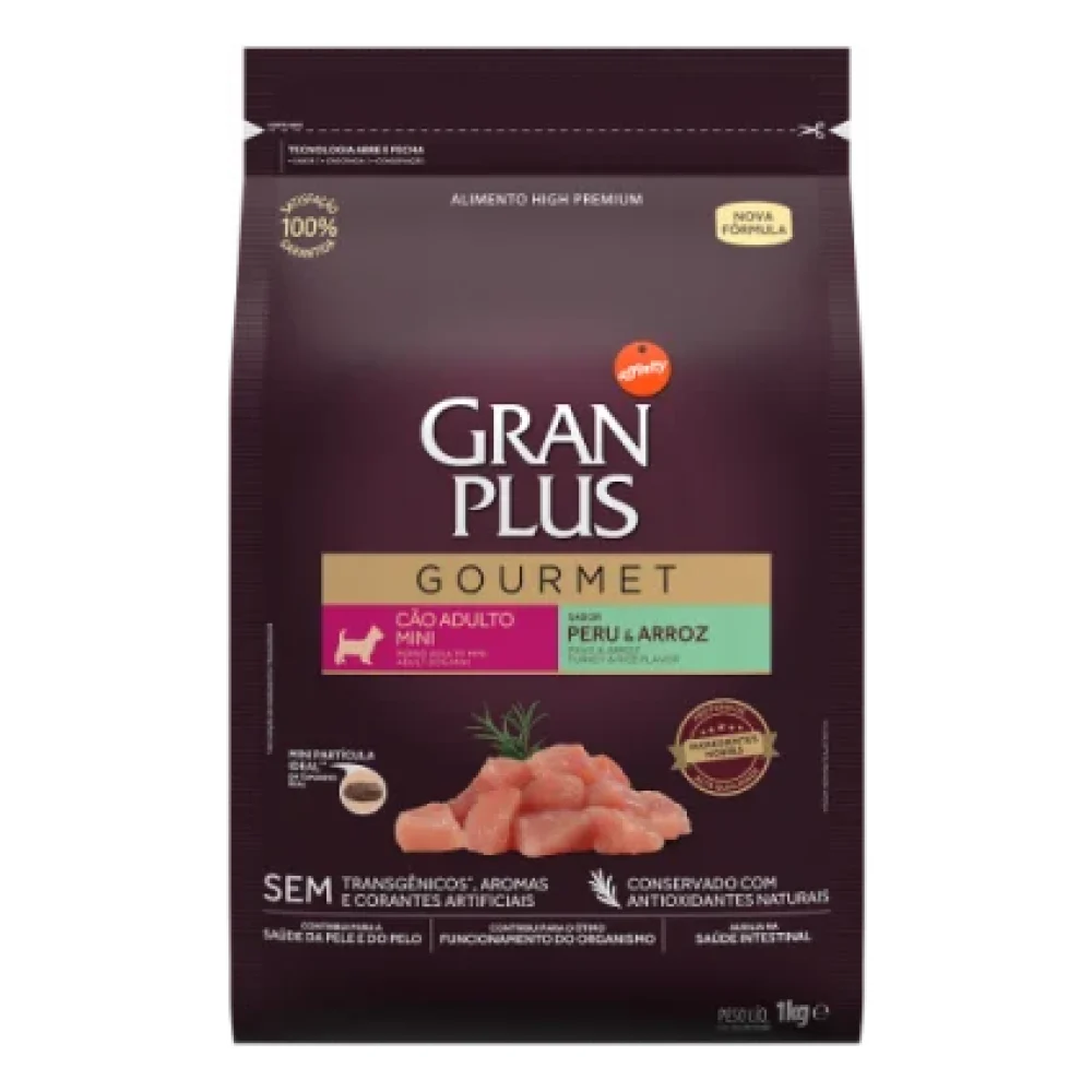 GranPlus Gourmet Cão Adulto Porte Mini Peru e Arroz