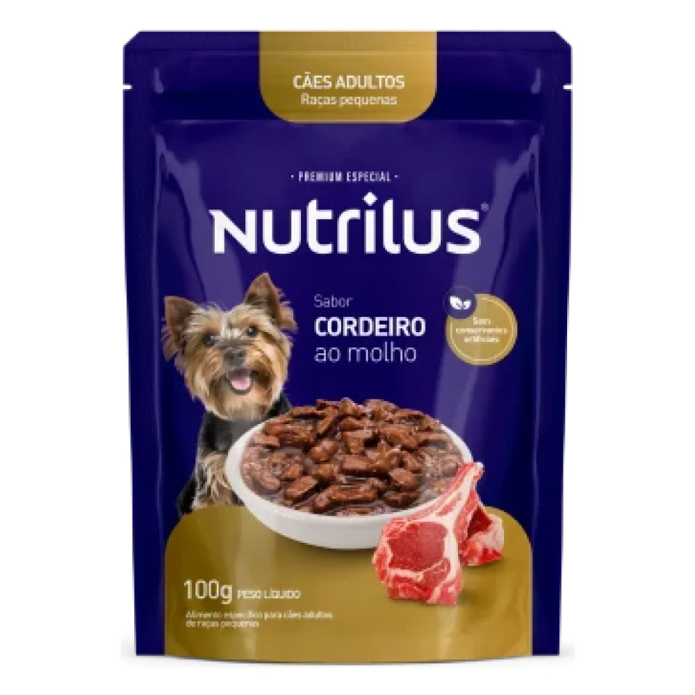 Ração Úmida Nutrilus Sabor Cordeiro para Cães Adultos de Raças Pequenas