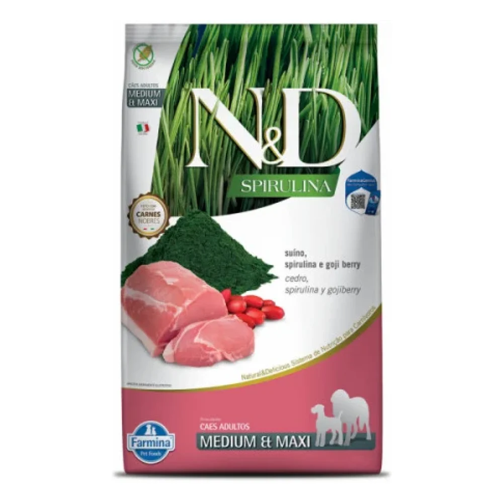 N&D Spirulina Canine Suíno Adult Medium & Maxi