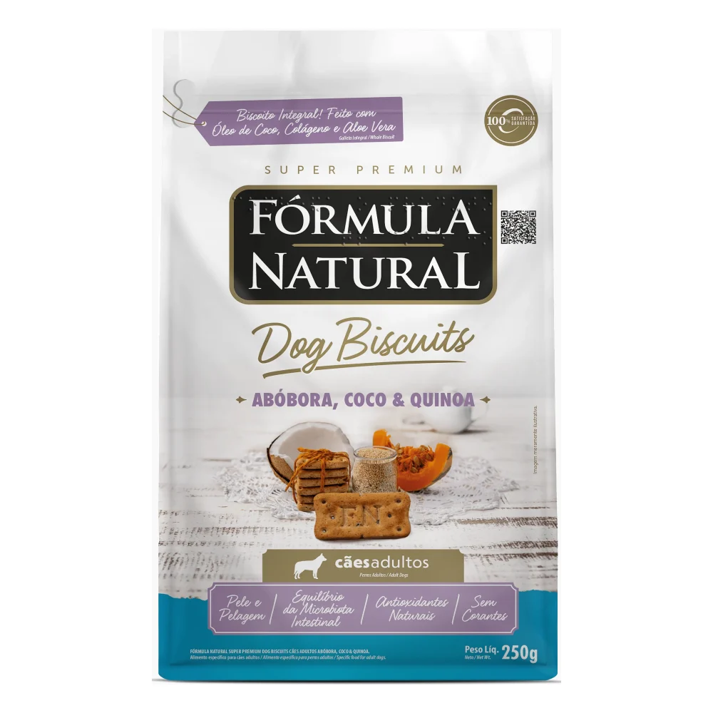 Fórmula Natural Dog Biscuits Cães Adultos Sabor Abóbora, Coco e Quinoa