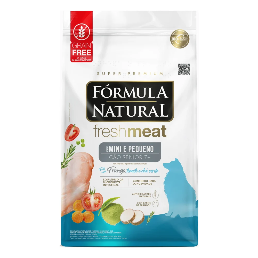 Fórmula Natural Fresh Meat Cão Sênior Porte Mini e Pequeno Sabor Frango, Tomate e Chá Verde
